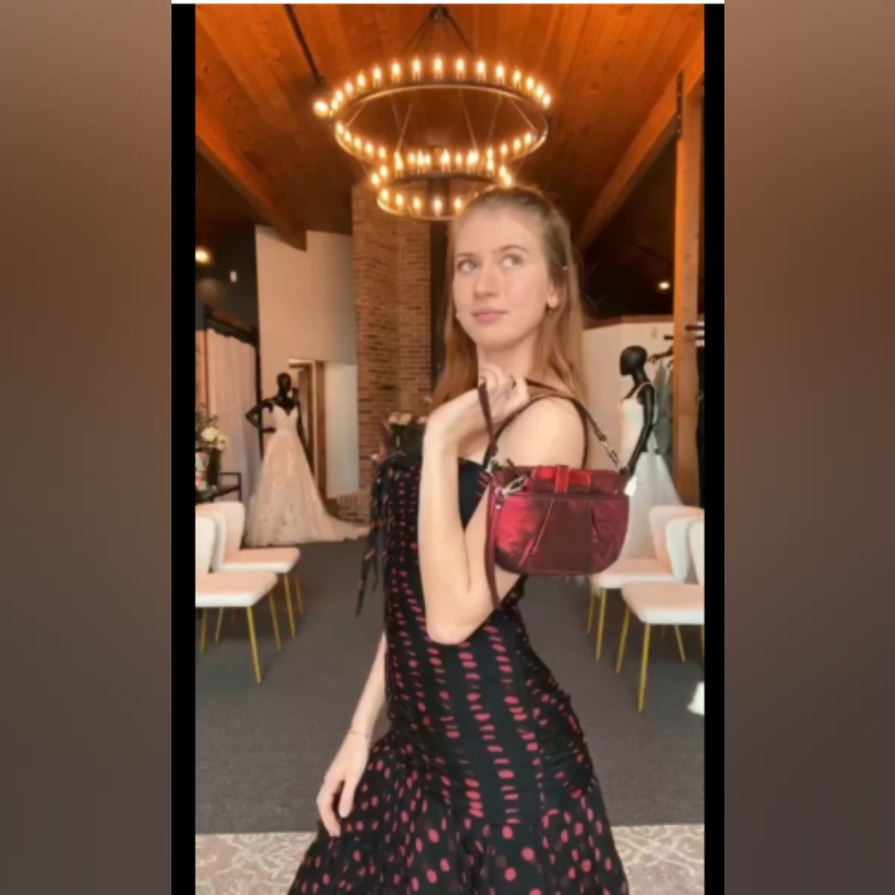 VINTAGE Claude Riha Cannes Paris Black/Red Polkadot Dress